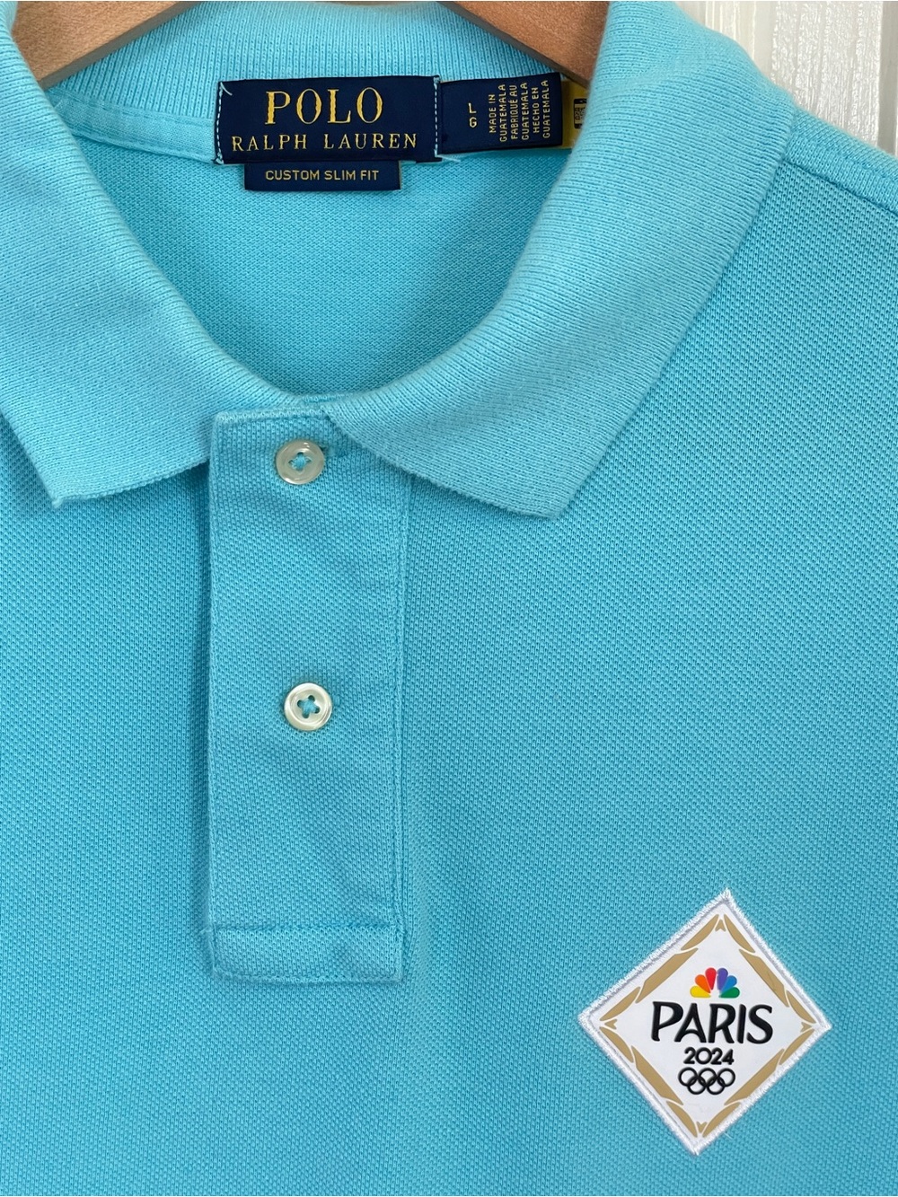 Polo Ralph Lauren NBC Paris 2024 Olympics Custom Slim Fit Polo Blue L